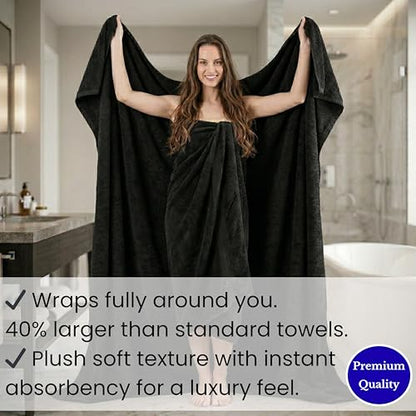SALBAKOS Luxury 100% Turkish Cotton Bath Sheet 40x80 in (1-Piece, Black) | Extra Large Jumbo Oversized Bathroom and Beach Towel, Super Soft Highly Absorbent Thick Premium Hotel Quality, Made in Turkey - color: Black, size: Jumbo Bath Sheet