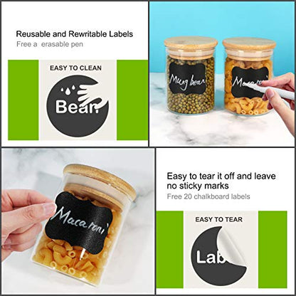 DHSBTLS 15 Pack 6 oz Glass Jars With Bamboo Lids for Kitchen, Pantry | Borosilicate Airtight Canisters, Food Storage Container, Pantry Organization, Kitchen Sets, Spice Containers - size: 6 fl oz (15 pcs)