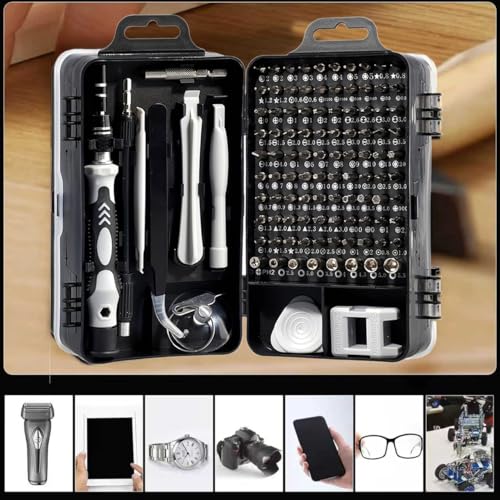 115-in-1 Precision Screwdriver Sets, Professional Repair Tool Kit with Flat Head & Multiple Bits for Electronics, Phone, Watch, Glasses, Automotive Maintenance - Non-Slip Handle & Tweezers - size: 115-in-1