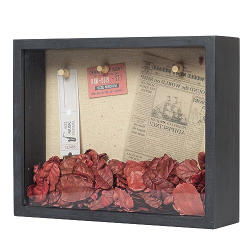Shadow Box Frame 8x10 Shadow Box Display Case with Linen Back of Awards Memorabilia Flower, Pictures, Keepsakes、Bouquet、Medals and More Photos Memory Box Black - color: Black, size: 8×10