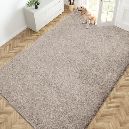 PURRUGS Area Rug, 72" x 108", Taupe | Machine Washable, Non-Slip, Waterproof TPR Backing, Super Absorbent, Low Profile, For Living Room, Bedroom, and Mudroom - color: Taupe, size: 72 x 108-Inch