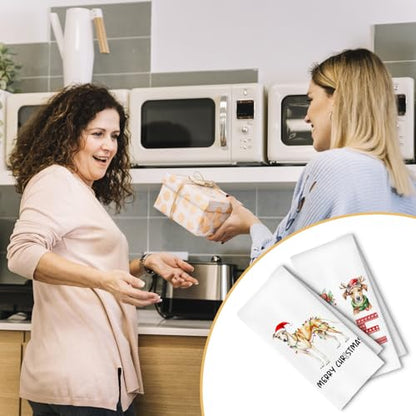 Christmas Whippet Kitchen Dish Towels 2 Pack - Whippet Dog Lover Gift, Waffle Weave Christmas Hand & Tea Towels for Kitchen Bathroom, 16x24 Inches - color: Whippet Christmas