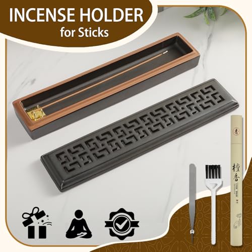 CEREMONY Incense Holder for Sticks, Ceramic Insence-Stick Holder Ash Catcher Yoga - color: Lever Brown