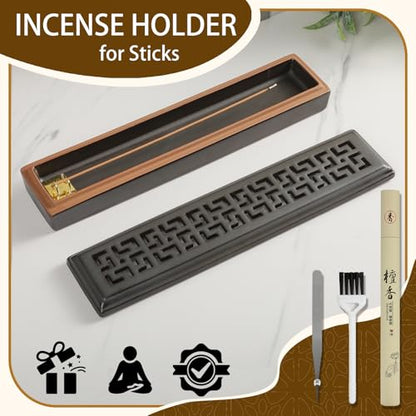 CEREMONY Incense Holder for Sticks, Ceramic Insence-Stick Holder Ash Catcher Yoga - color: Lever Brown
