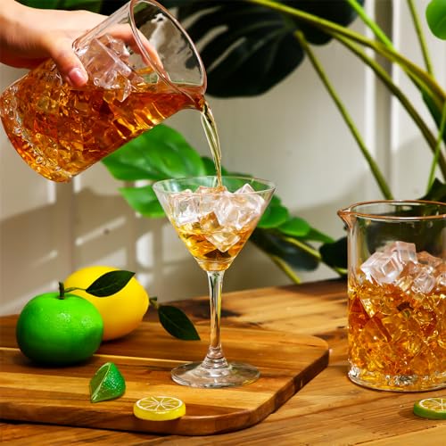 Inbagi 6 Pcs Cocktail Mixing Glass 24 oz Bartender Crystal Stirring Glass Thick Bottom Bar Seamless Mixing Pitcher for Stirring Drinks Home Bar Accessories, 6 Styles