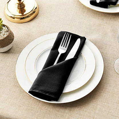 Set of 6 Cloth Napkins, 18 x 18 Inch, Soft Durable Washable Table Napkin, Ideal for Parties, Weddings and Dinners, Black - color: Black, size: 18" x 18" (Set of 6)