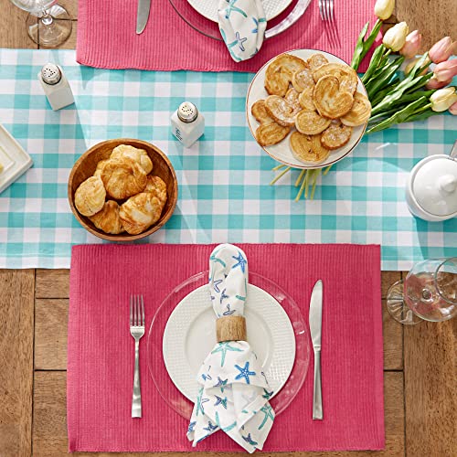 DII Basic Everyday Ribbed Tabletop 100% Cotton, Placemat Set, 13x19, Flamingo, 6 Piece - color: Flamingo, size: 13x19"