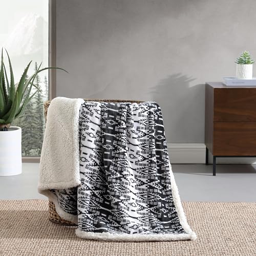 Eddie Bauer - Throw Blanket, Brushed Fleece & Plush Sherpa Soft Bedding, Blanket for Couch & Bed (San Juan Grey, 50" x 60") - color: San Juan Grey, size: 50" x 60"