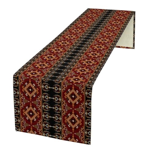 Vintage Aztec Table Runner, Southwestern Ethnic Tribal Style Rustic Vintage Geometric for Farmhouse Wedding Dinner Holiday Party Home 13x36in - color: Aztec-8, size: 13x36in