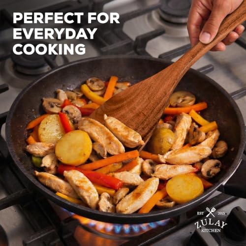 Zulay Kitchen 9-Piece Teak Wooden Utensils for Cooking - Natural Teak Utensil Set with Premium Gift Box - Non-Stick Wooden Spoons for Cooking - Kitchen Gift Set - Comfortable Grip Wooden Utensil Set - size: 9 Piece | Gift Box