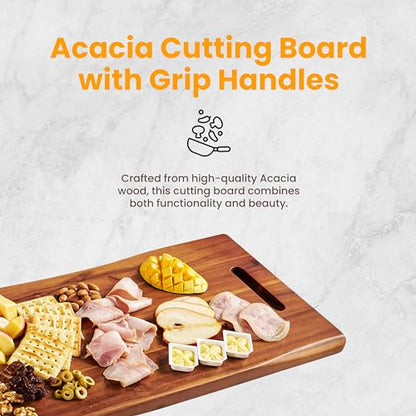 TIDITA 24" Large Acacia Wood Charcuterie Board, Built-in Handles, Raw Edge | Dual-sided Design, Extra Long Wooden Serving Cheese Boards, Rectangular Serving Platter for Meat Steak, Cracker Appetizers - color: Acacia, size: 24" x 9.8" x 1"