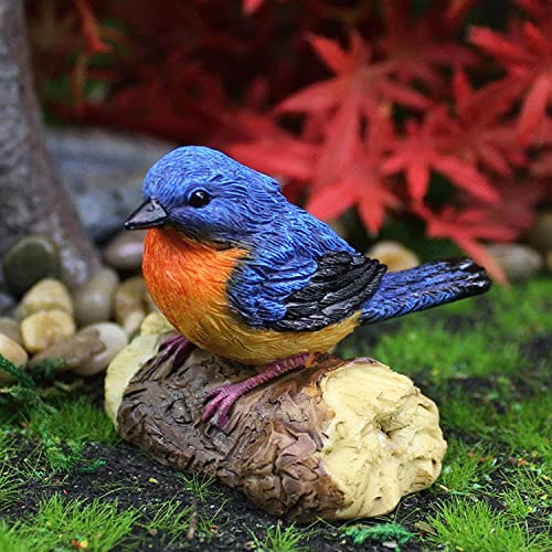 Bird Statue Resin Bird Figurines Animal Ornament for Home Office Wedding Party Table Decoration - Blue