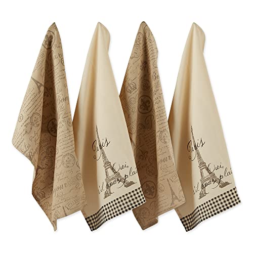 DII Cotton French Jacquard Dish Towels, Set of 3, Decorative Tea Towels for Everyday Kitchen Cooking and Baking-French Macaroons - color: Paris, size: Dish Towel Set