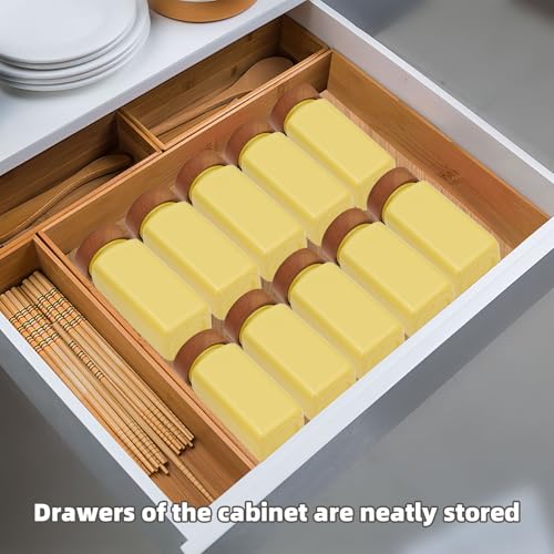 6Pcs 4 oz Square Glass Spice Jars with Label, Empty Spice Containers with Wooden Lids, Square Seasoning Containers and Supplement Set, Small Seasoning Bottles for Salt, Sugar, Pepper (Yellow) - color: Yellow
