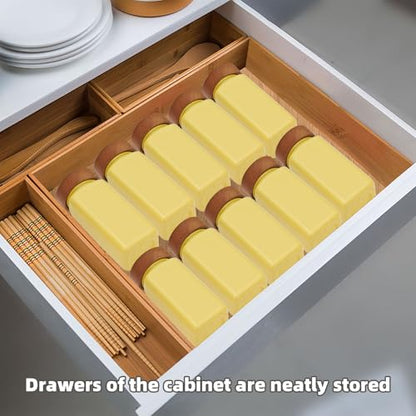 6Pcs 4 oz Square Glass Spice Jars with Label, Empty Spice Containers with Wooden Lids, Square Seasoning Containers and Supplement Set, Small Seasoning Bottles for Salt, Sugar, Pepper (Yellow) - color: Yellow