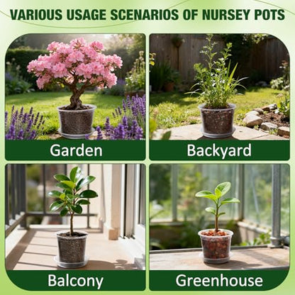 10/8/6/4 Inch Clear Nursery Pots with Drainage Holes and Saucers, 12 Pack Large Clear Pots for Plants Variety Pack, Plastic Nursery Pots for Succulents, Seedings, Herbs, Flowers, Vegetables - size: 4/6/8/10 inch-With saucer