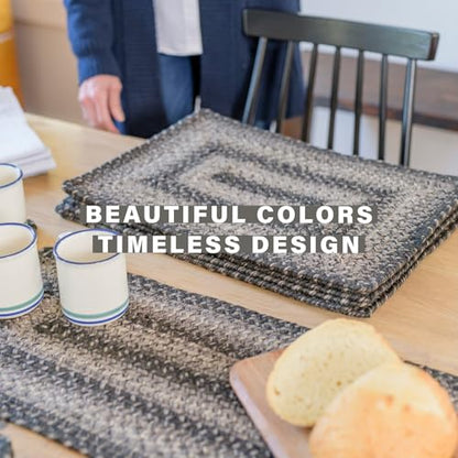 Homespice Flint Hill Jute Braided Placemats, Rect 13x19 Set of 6 | Grey Protects Tabletop in Style and Everyday and Holiday Table Mats, Rich Colors, Reversible and Durable - color: Flint Hill