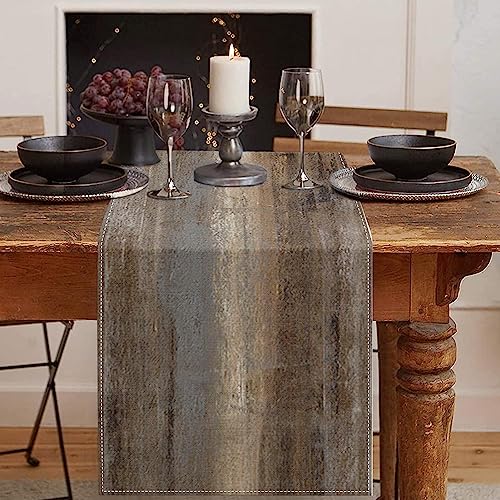 Emvency Table Runner, 13x72 Inch, Grey and Dark Brown | Abstract Art Painting Dining Decor for Kitchen Coffee Table Family Dinners Holiday Parties Wedding Events Decor - color: Abstract Brown 2, size: 13x72