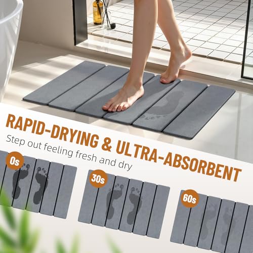 Luxspire Stone Bath Mat, Stone Mat Bathroom Foldable 24x16in 2PC, Dark Gray - color: Dark Gray