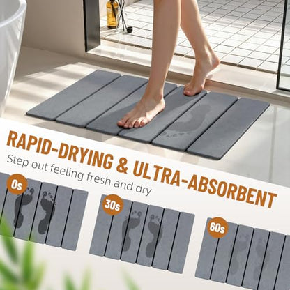 Luxspire Stone Bath Mat, Stone Mat Bathroom Foldable 24x16in 2PC, Dark Gray - color: Dark Gray