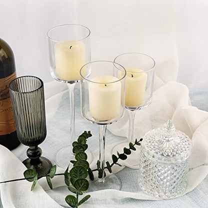 3Pcs A Set Elegant Tea Light Glass Candle Holders Wedding Table Centrepiece Suitable for Candles Under 6cm (2.36") in Diameter (1SET Clear) - color: 1set Clear