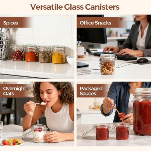 ComSaf Small 8 oz Glass Jars with Airtight Lids 12 Pack Jam Pantry | Jelly jars, Sourdough discard, Spices crafts, Pantry organization, Small size, Kitchen cabinet storage, Sourdough starter - size: 8oz*12