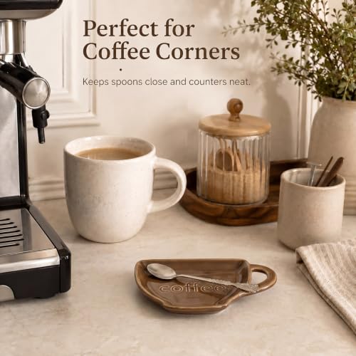Ceramic Coffee Spoon Rest Spoon Holder for Coffee Bar | Funny Coffee Station Table Accessories, Gift for Coffee Lover, Cute Utensil Rest, Farmhouse Cafe Bar Countertop Decoration - style: Coffee Cup