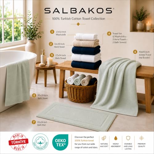 SALBAKOS 100% Turkish Cotton Bathroom Towel Set of 6-Piece, Taupe | 630 Gsm Thick Super Soft Highly Absorbent 2 Bath + 2 Hand + 2 Washcloth Towels Sets, Giftable, Hotel Quality, Made in Turkey - color: Taupe, size: 6 Piece Towel Set