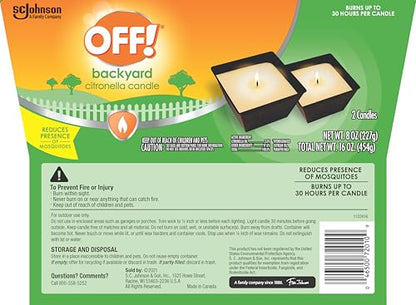 OFF! Backyard Citronella Scented Candle, Ambiance Enhancing Centerpiece, Burns for up to 25 Hours, 8 oz (Pack of 2) - size: 8 Ounce (Pack of 2)