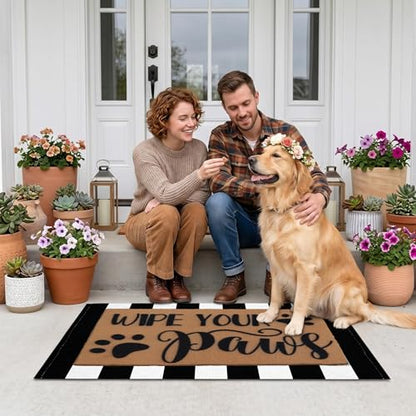 Arttown Welcome Front Coir Rug Door Mats Combo Set 17"x30"+24"x36" Wipe Your - color: Wipe Your Paws