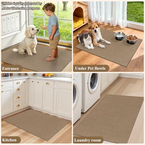 HEBE Cotton Woven Small Area Rug 2'x3', Washable Braided Indoor Door Mat | Non Slip Rubber Backed Entryway Rug, Neutral Low Profile Doormat Entrance Carpet for Front Porch, Bathroom, Kitchen - size: 2' x 3' (Rectangular)