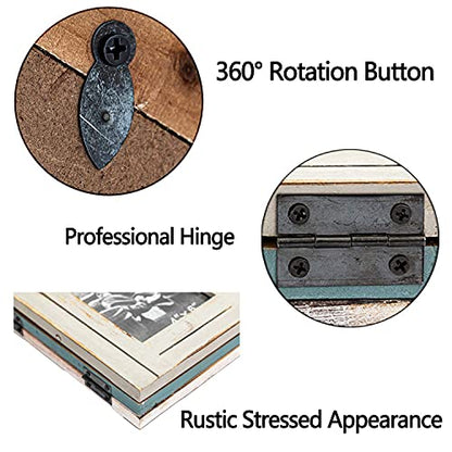 RiteSune Rustic 3 Picture Frame 4X6 Triple Hinged Distressed | Photo Frame for Tabletop Display, Picture College Frame Present for Holiday, Festival, Christmas - color: Trifold 4X6