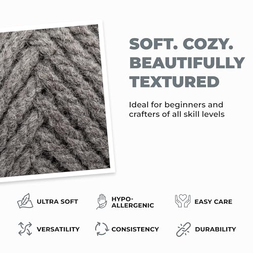 Mary Maxim Titan Bulky Yarn, Weight 5 Acrylic, Chunky Yarn for Crocheting and Knitting, Ideal for Thick, Soft Blankets, Throws, and Graph Style Sweaters, 80 Yards - Medium Grey - 1 Skein - color: Medium Grey