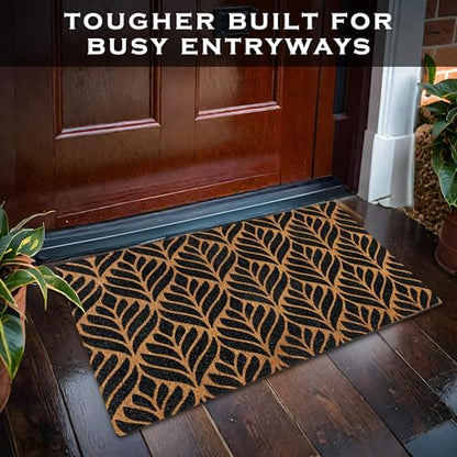 Door Mat Modern Outdoor 30x17 Inch, Geometric Pattern Welcome Mat Coir | Natural Coco Fibers, Dirt Scraper, Pvc Backing, Covered Porch Farmhouse Decor, Warm Welcome Everyday Use, Housewarming Gift