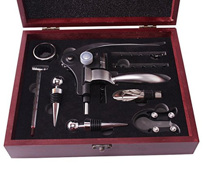 FixtureDisplays® 9-Piece Wine Gift Set, Unique Bottle Opener Corkscrew All-in-one Accessories Set, Perfect for Hostess, Housewarming, Wedding and Anniversary Gifts 16847-NF