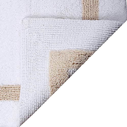 Better Trends 100% Cotton Hotel Collection Bath Mats Set, White & Sand Mats - Tufted, Reversible & Absorbent & Machine Washable 2 Piece Bathroom Rug Set, Shower & Sink Bath Rug - color: White & Sand, size: 2 Piece Set (17" x 24" | 17" x 24")