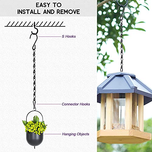 Swpeet 15Pcs Black 35 Inch Garden Plant Hangers Hanging Chain with Hooks Clips, Garden Plant Hangers Hanging Basket Chains for Decorative - size: 35 Inch