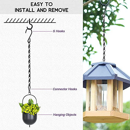 Swpeet 15Pcs Black 35 Inch Garden Plant Hangers Hanging Chain with Hooks Clips, Garden Plant Hangers Hanging Basket Chains for Decorative - size: 35 Inch