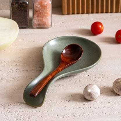 Ceramic Spoon Rest for Stove Top, 8 Inches Large Spoon Holder for Kitchen Counter, Porcelain Utensil Rest, Housewarming Thankgiving Christmas Gift, Dishwasher Safe Heat-Resistant, Green(1 PC) - color: Green