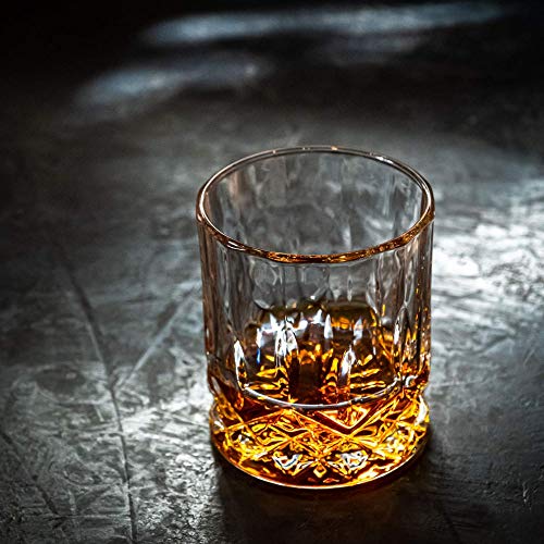 Whiskey Chilling Stones Gift Set - 6 Handcrafted Premium Granite Round Sipping Rocks - 2 Crystal Glass Tumblers - Hardwood Presentation & Storage Tray - Elegant Gold Foil Gift Box by R.O.C.K.S.