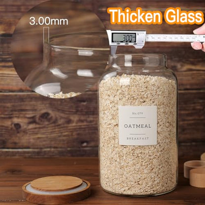 CZSZYGHBAO 2 PCS Large Glass Jar with Airtight Lid, Glass Food Storage Jars for Tea,Spice,Cereal, Egg,Flour,Coffee and More(98 FL OZ/2800 ml) - color: 2800ml