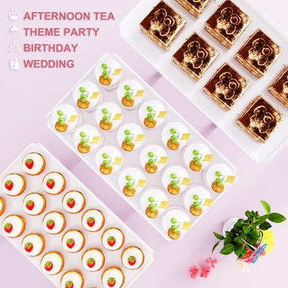 Bakzon 3 Pieces Cupcake Stand Holder, White Acrylic Dessert Table Display Set with Iron Support Legs for Birthday Candy Bar Décor Weddings, Parties Events