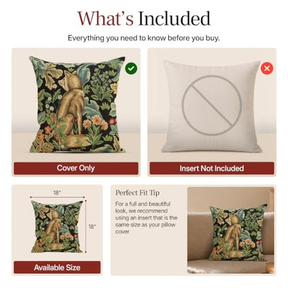 William Morris Wolf Tapestry Throw Pillow Cover 18 x 18 in - color: Black Wolf