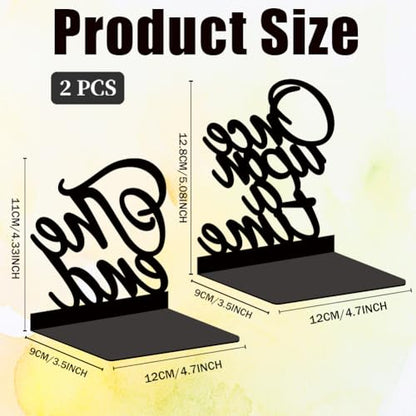 Unique Metal Bookends for Shelves Decorative Black Bookends 7x4.7x3.5 inch 1 Pairs/2 Pcs - style: Words