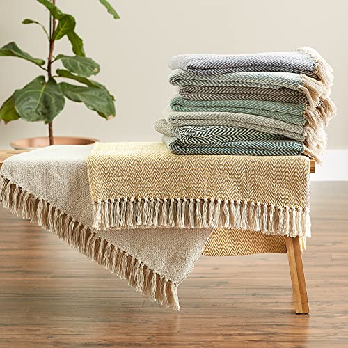 DII Chevron Throw Collection Handloomed Cotton, 50x60, Off-White - color: Off-white, size: 50x60"