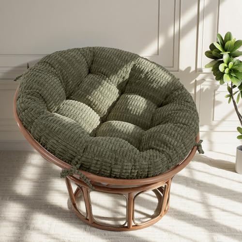 idee-Home Papasan Chair Cushion, Circle Papasan Cushion (Without Chair) | Replacement Indoor& Outdoor for Egg Bowl Chair, 48 X 48 Inch, Green - color: Green, size: 48x48x6 inch