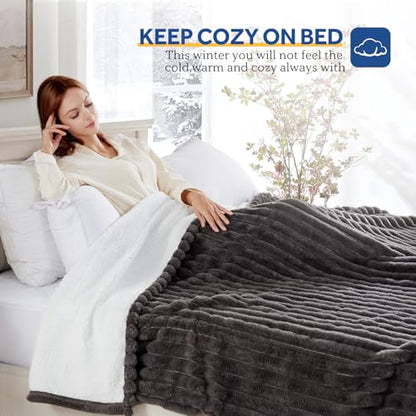 Sealy Electric Blanket Queen 84×90, Faux Fur to Sherpa, Charcoal | Heated Blanket, Dual Control, 10 Heating Levels, 1-12 Hours Auto Off, Overheat Protection, Machine Washable, ETC Certified - color: Charcoal, size: Queen Size 84" x 90"