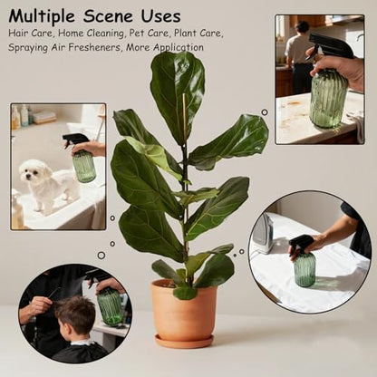 YYTSGG Glass Handheld Spray Bottle, 13.5oz Refillable, Green | Water Spray Bottle, Reusable Adjustable Nozzle Plant Mister Spray Bottles Indoor, for Hair, Cleaning, Gardening, Pets Care - color: Green