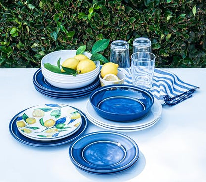 Lemon Orchard 8.8'' Durable NewWave Melamine Low Bowls, Premium Microwave- and Dishwasher-Safe Indoor/Outdoor Dinnerware for Pasta, Cereal, Veggies, Salad - 45 oz - Yellow - Set of 6 - size: Low Bowl