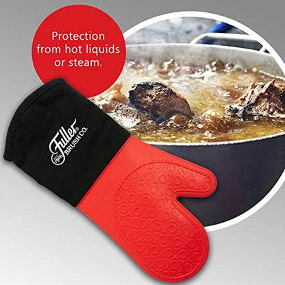 Fuller Brush Extra-Long Silicone Oven Gloves (2-Pack) – 14.5" Forearm Protection – Heat Resistant to 500°F – Non-Slip, Waterproof Oven Mitts for Baking, Cooking, BBQ & Grilling